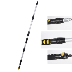 120cm 3 Section Detachable Telescopic Aluminum Water Flow Through Car Washing Brush Pole Strong Waterproof