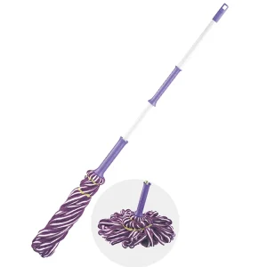 126cm Extendable Handle Microfiber Head Floor Cleaning Tool Lightweight Purple Twist Spin Mop