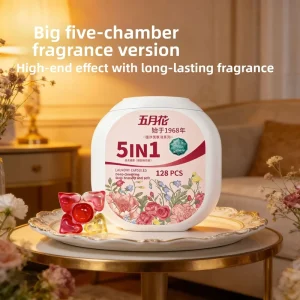 128 Pieces Large Container] Laundry Beads 5 in 1 Long Lasting Fragrance Stain Removal Softening Apparel Gift Box Set Official