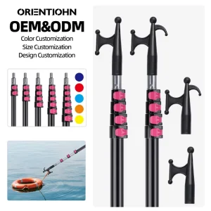 12FT Aluminum Telescopic Pole with Boat Hook Extension Lightweight Sturdy Boat Hooks Cleaning Tool