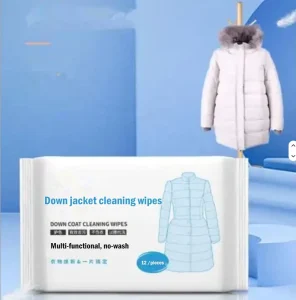 12pcs Down Jacket Stain Wipes, EDI Pure Water, pH-Balanced, No-Rinse Clothing Care