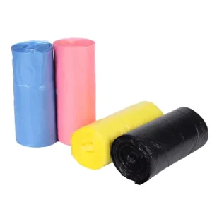 13 Gallon Clear Drawstring Trash Bags on Rolls PE Plastic Side Gusset Bags for Household and Industrial Use