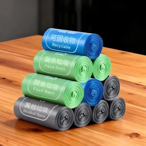 13 Gallon Disposable Recyclable PE Plastic Star Seal Heat Seal Coreless T-Shirt Black Trash Bags on Roll