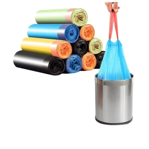 13 Gallon HDPE Recycled Drawstring Garbage Bags 45×60 with Screen Printing Carton Package