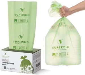 13 Gallon Heavy Duty Compostable Trash Bags ASTM D6400 BPI and OK Compost Certified PLA+PBAT