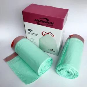 13 Gallon Heavy Duty HDPE PE Trash Bag with Drawstring on Rolls for Household Use