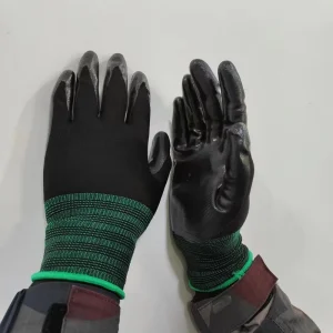 13 Gauge Polyester Black Smooth Nitrile Palm Coated CE Certified Anti-static Multi-Purpose Gloves