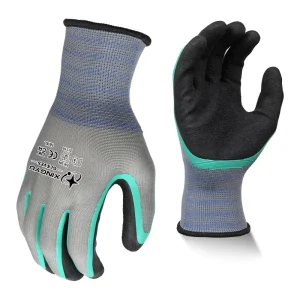 13 Gauge Polyester Double-Dipped Palm Crinkled Latex Work Gloves Anti-Slip Fruit Picking Workshop Sorting Warehouse