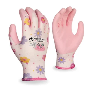 13 Gauge Polyester Latex Sandy Coated Gardening Work Gloves Anti-Slip Breathable Protective Garden Gloves