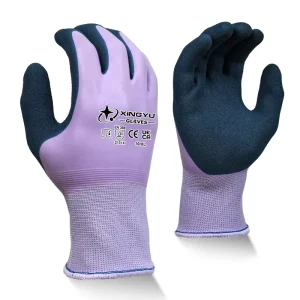 13-Gauge Purple Fully Coated Latex Work Gloves for Gardening and Agriculture