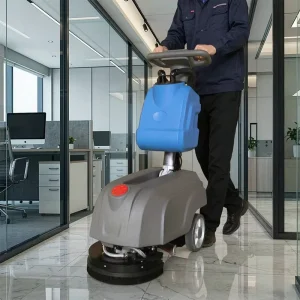 13-Inch Handheld Floor Scrubber, 150 RPM Brush Speed, Commercial Walk-Behind Floor Cleaner for Hospitals