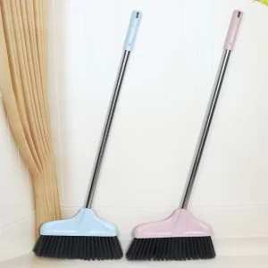 1317 Indoor Outdoor Soft PET Bristle Plastic Handle Stainless Steel Pole Broom