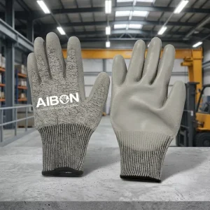 13G HPPE Shell Industrial Safety Gloves with Anti-Slip Fingertips and Black PU Palm Coating