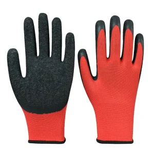13G Polyester-Liner Crinkle Latex-Dipped Anti-Slip Wear-Resistant Safety Work Gloves