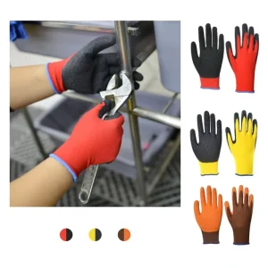 15 Gauge Nylon Liner Latex Coated Breathable Flexible Handling Work Gloves