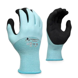 15 Gauge Nylon Sandy Latex Coated Gloves Anti-Slip Wear-Resistant Flexible Snug Fit Protective Construction Work Gloves