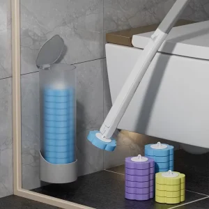 15 Pcs Refills Disposable Toilet Brush and Holder Set for Bathroom Toilet Cleaning