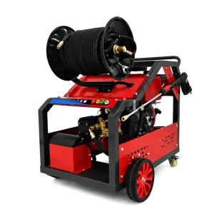 150Bar High Pressure Cold Water Sewer Jetter Machine Drain Cleaning Pipe Unblocking Equipment 15HP Gasoline Engine 30L/min