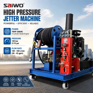 150bar/2175psi 100-160L/min 26-42gpm Diesel Sewer Jetting Machine High Pressure Water Jetter Drain Cleaning Machine Pipe Cleaner