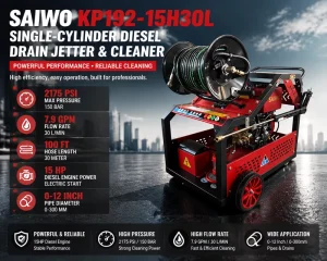 150bar Diesel Sewer Jetter Machine 15HP 30lpm for Pipe Unblocking and Optics