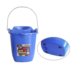 15L Plastic Mop Washing Bucket with Wheel and Squezee Wring Mop Bucket with Metal Handle