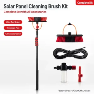 15ft Aluminum/Nylon Red & Black Water Fed Adjustable Telescopic Pole with Cleaning Brush for Window Cleaning