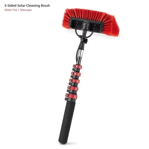 15ft Aluminum Telescopic Water Fed Brush with 12inch Brush Head for Solar Panel Window Exterior Wall Cleaning