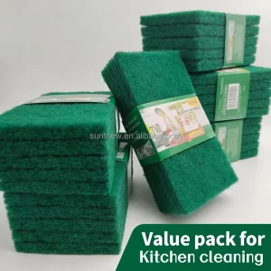 15×10 Eco-Friendly Foaming Heavy Duty Green Square Sponge Scrubber for Kitchen Dishwashing