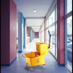 16 20L Commercial PP Plastic Squeeze Mop Bucket with Wheels Durable Side Press Wringer for Hotel Restaurant Cleaning