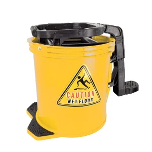 16L Heavy Duty Metal and PP Plastic Mop Wringer Bucket with Castor for Hotel Use