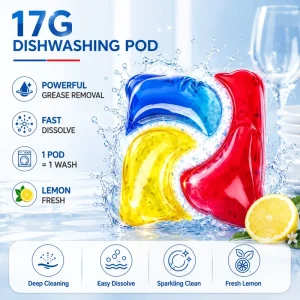 17g Dishwashing Pods Long Lasting Fresh Lemon Scent Direct Factory Supply