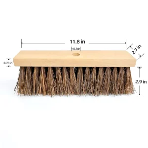 18-Inch Home Cleaning Broom with Wood and Plastic Head, Fiber Bristles, Dustpan, and Floor Squeegee Factory Direct