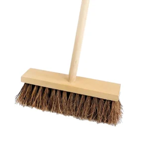 18-Inch Home Cleaning Broom with Wood and Plastic Head, Fiber Bristles, Dustpan, and Floor Squeegee Factory Direct