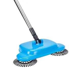18-Inch Manual Push Broom with Long Handle and Steel Bristles