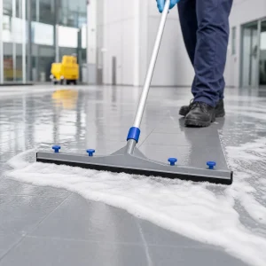 18 Inch Rubber Squeegee Broom with Replaceable Blades Eco Friendly Floor Cleaning Tool for Garage Patio Deck and Shower