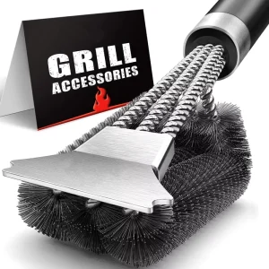 18-Inch Stainless Steel Grill Brush and Scraper with Woven Wire Bristles