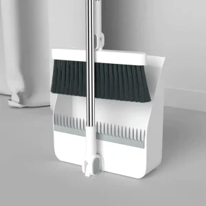 180-Degree Rotatable Stand-Up Broom and Dustpan Set with Long Handle for Home and Office Floor Cleaning