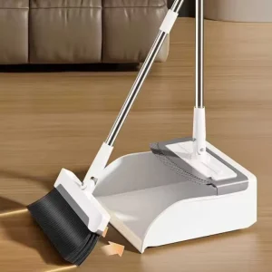 180 Degree Rotating Head Cleaning Comb Upright Thicker Bristles Lobby Broom Dustpan Folding Mop with Clamp Tissue