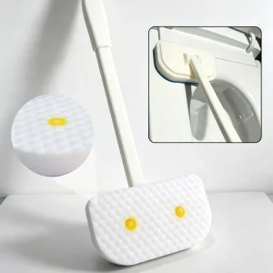 180° Rotatable Long-Handle Bathroom Cleaning Brush with Replaceable Nano Sponge and Fluffy Pad for Tile and Corner Cleaning