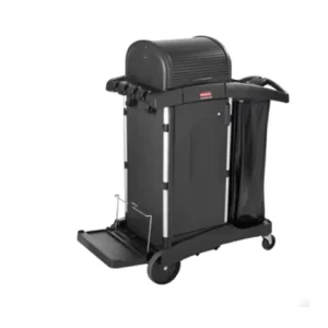 1861427 Executive Janitorial Cleaning Cart with Doors and Hood High Security Black