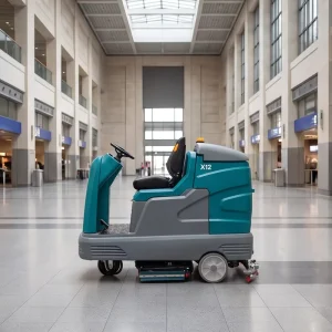 19-Inch Twin-Brush X12 Ride-On Floor Scrubber High-Pressure Deep-Cleaning Electric Washer