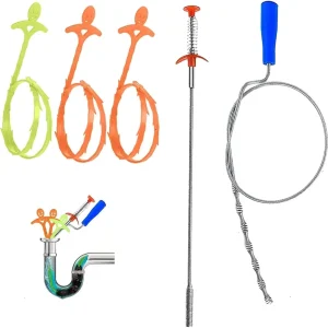 19.6 Inch 5-in-1 Sink Snake Cleaner Disposable Drain Auger Hair Catcher and Sink Dredge Effective Drain Clog Remover
