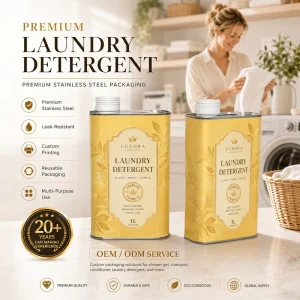 1L 304 Stainless Steel Reusable Square Can for Hand Wash, Dish Soap, Body Wash, Shampoo, and Laundry Detergent