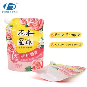 1kg Custom Logo Laundry Detergent Packaging Bags High Barrier Moisture Proof Liquid Spout Pouch Bag with Handle