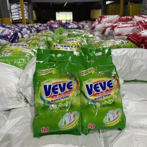 1kg Eco-Friendly Floral Detergent Powder in White Packaging Bag