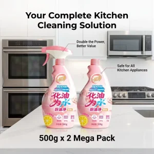 2-Bottle Kitchen Cleaner Set Powerful Degreaser Spray for Stubborn Grime Bulk Supply
