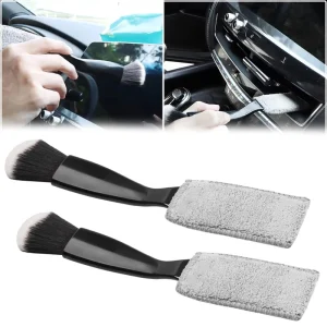 2-Pack Double-Head Cleaning Brush and 2-in-1 Car Duster for Vents, Dashboard, and Screens