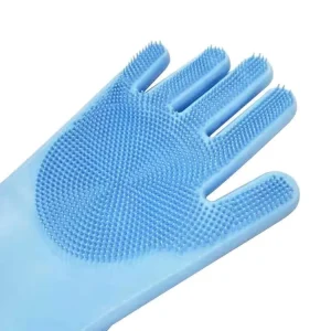 2 Pcs Dishwashing Gloves Kitchen Scrubbing Silicone Cleaning Gloves Heat-Resistant Household Gloves