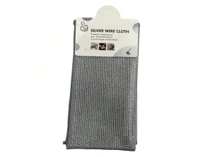 2-Piece Double-Layer Silver Wire Square Kitchen Cleaning Cloth Soft Absorbent Degreasing Dishwashing Cloth