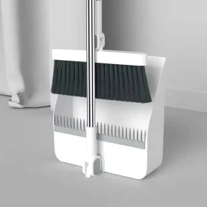 2 in 1 Broom and Dustpan Set 180 Degree Rotatable Long Handle Stand up Combo Space Saving Floor Cleaning Tools for Home Office